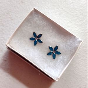 Tiny Simulated Opal Flower Earrings